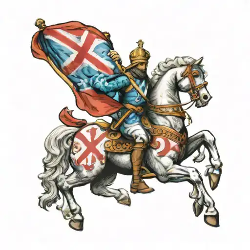 saint george with georgian flag tattoo design idea