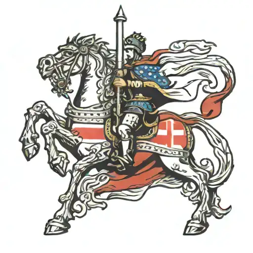 saint george killing dragon with georgian flag as cape  tattoo design idea