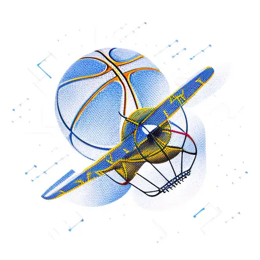 Aircraft mechanic working on a Lakers basketball tattoo design idea