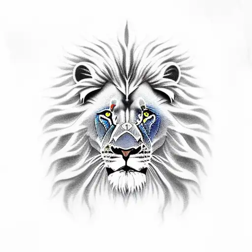 Lion and sargatanas demon tattoo design idea