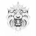 Lion and sargatanus demon tattoo design idea