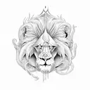 Lion and sargatanus demon tattoo design idea