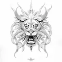 Lion and sargatanus demon tattoo design idea