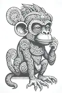 speak no evil aztec monkey tattoo design idea