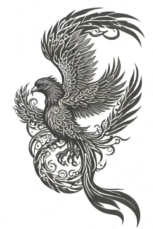 phoenix bird with outstretched wings tattoo design idea