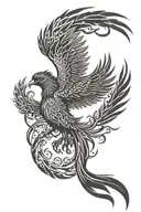phoenix bird with outstretched wings tattoo design idea