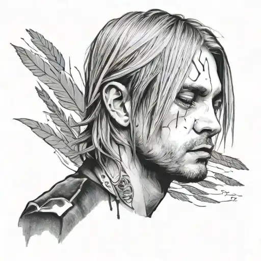Kurt Cobain in sad tattoo design idea