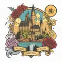 Hogwarts castle surrounded tattoo design idea