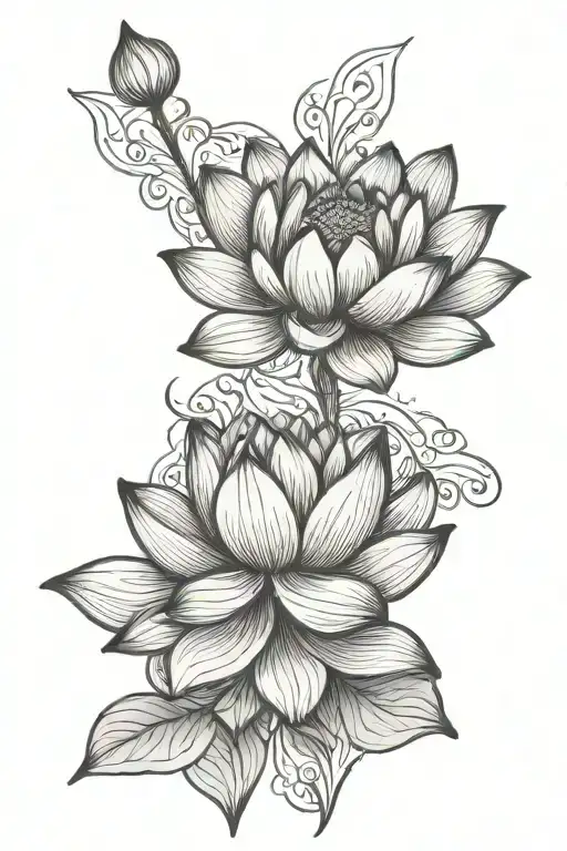 lotus flower blooming tattoo design idea