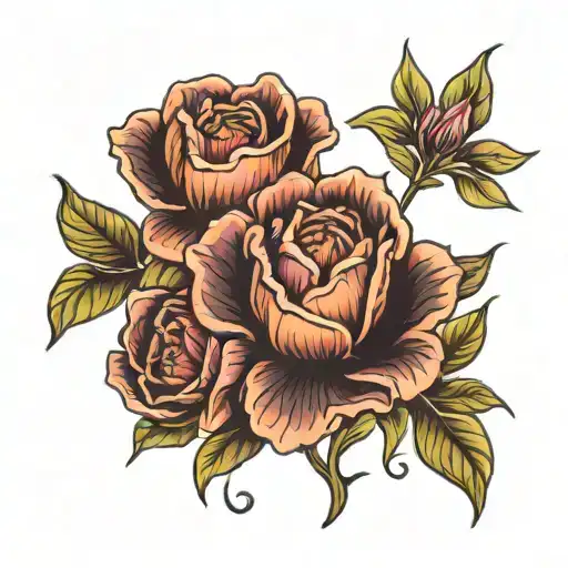 january, march and august birth flowers tattoo design idea