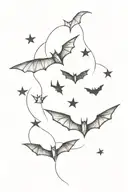 A dark and mysterious tattoo design incorporating gothic symbols like bats and stars tattoo design idea