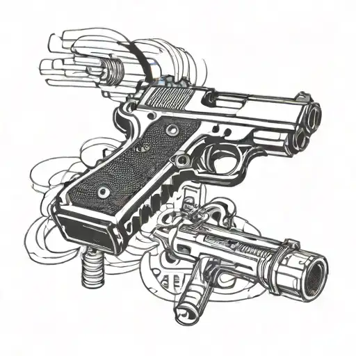 Incorporate a microphone and a glock in a unique design tattoo design idea