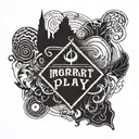Incorporate Play4keeps logo with blackwork style tattoo design idea