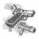 Incorporate a microphone and a glock in a unique design tattoo design idea