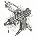 Incorporate a microphone and a glock in a unique design tattoo design idea