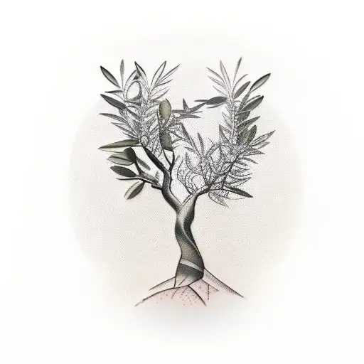 Olive tree tattoo placed on the side boob, fine line