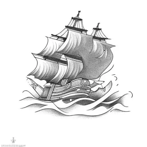 pirate ships on fire tattoo design idea