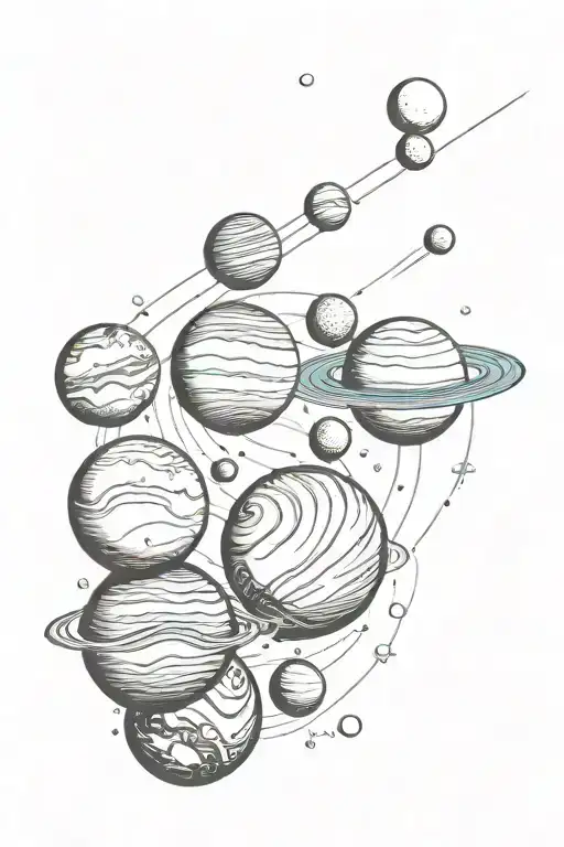 line of solar system planets tattoo design idea