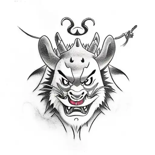 Disney Mulan with a Sword and mushu in the background tattoo design idea