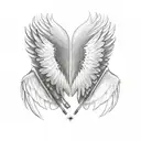 3 hearts alongside angel wings tattoo design idea