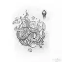 Letter M and number 3 tattoo design idea