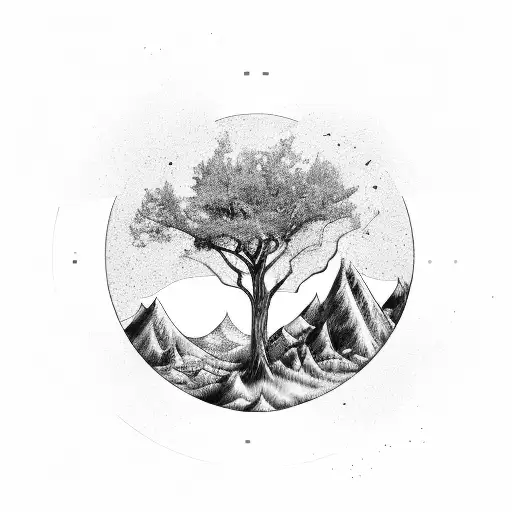 Aries and Aquarius Landscape tattoo design idea