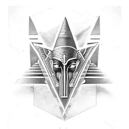 Pharaoh with pyramids tattoo design idea