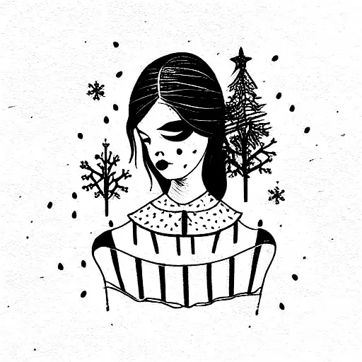 Three girl best griend front of the circus tent on winter tattoo design idea