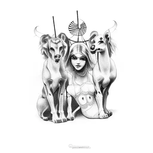 Three girl best griend front of the circus tent in tattoo design idea