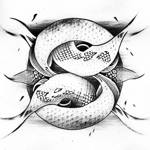 Japanese carps, ribs, yin yang tattoo design idea