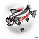 Japanese carps, ribs,red, graphic arts tattoo design idea