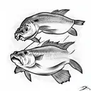 Japanese carps, ribs,red, graphic arts tattoo design idea