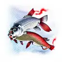 Japanese carps, ribs,red, graphic arts tattoo design idea