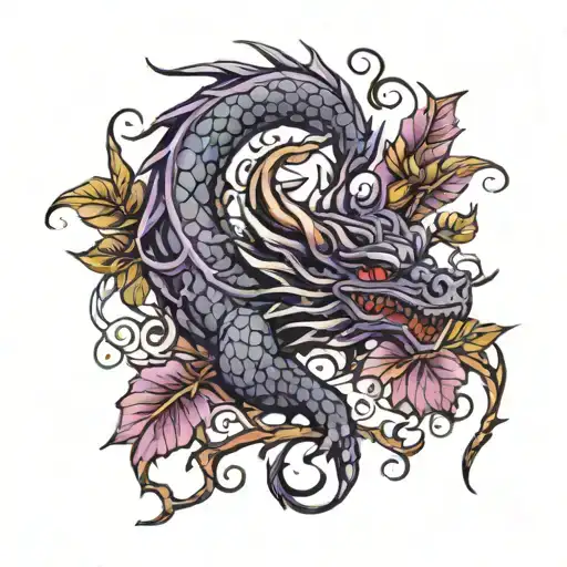 thorn vines purple dragon tattoo design idea
