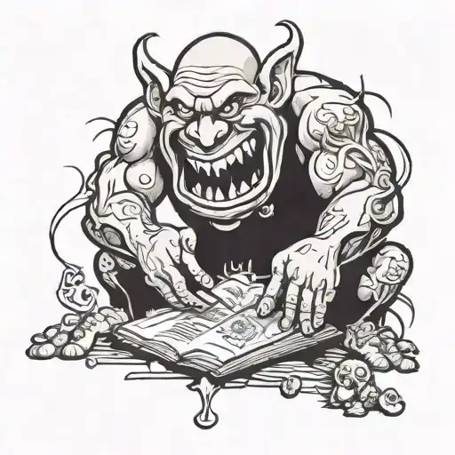 bald troll playing pranks tattoo design idea