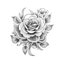 libélula com ramo de flores tattoo design idea