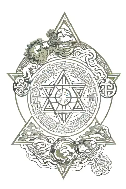 earth element symbol surrounded tattoo design idea