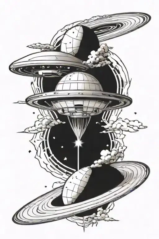 universum mit ufo sucking tattoo design idea