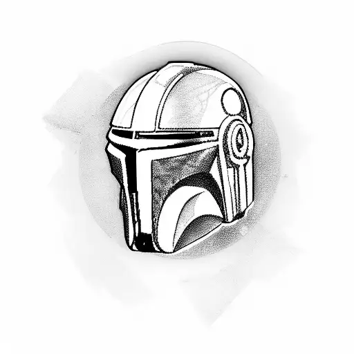 A robotic Mandalorian playing a futuristic instrument tattoo design idea