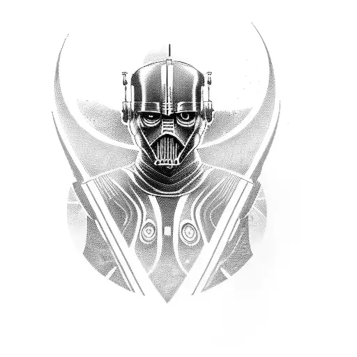A portrait of a Jedi knight with binary code flowing around them tattoo design idea