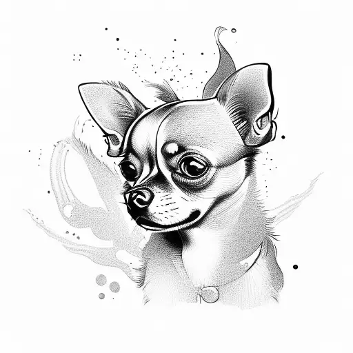 chihuahua crossed with shitzu black  tattoo design idea