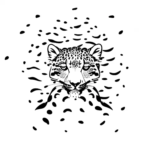snow leopard jumping down tattoo design idea