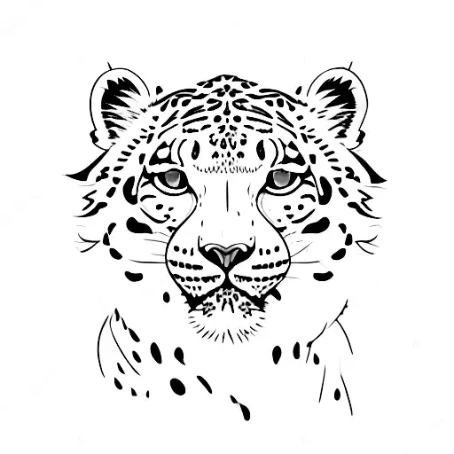 snow leopard full body  tattoo design idea