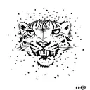 snow leopard jumping down tattoo design idea