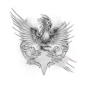 phoenix, and quote below 'I am not a saint' tattoo design idea