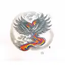 phoenix, and quote below 'I am not a saint' tattoo design idea
