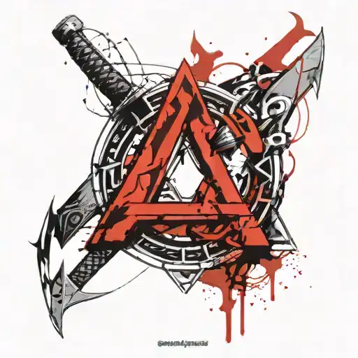 ouroboros with an valknut in the center and the thor hammer tattoo tattoo design idea