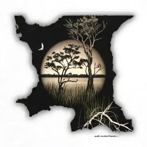 marsh grass with live oak   tattoo design idea