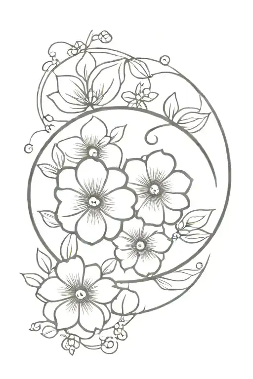 Circle flower border tattoo design idea