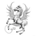 white pegasus with baroque details  tattoo design idea